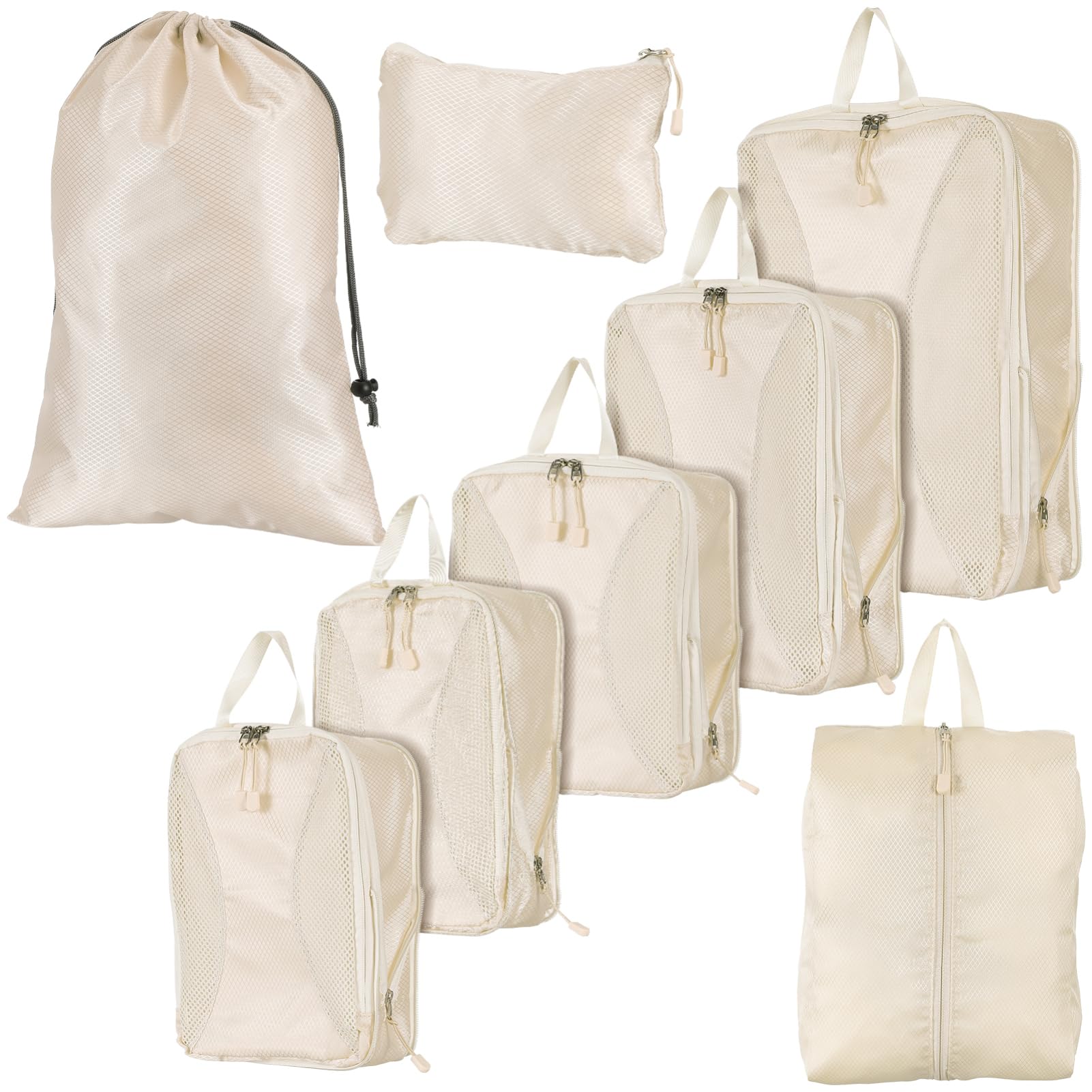 

NUOLUX Travel Compression Pouch for Travel Business Suitcase Polyester with Clear 8-Piece Set, Waterproof, Lightweight, Clothes, Toiletries, Storage,