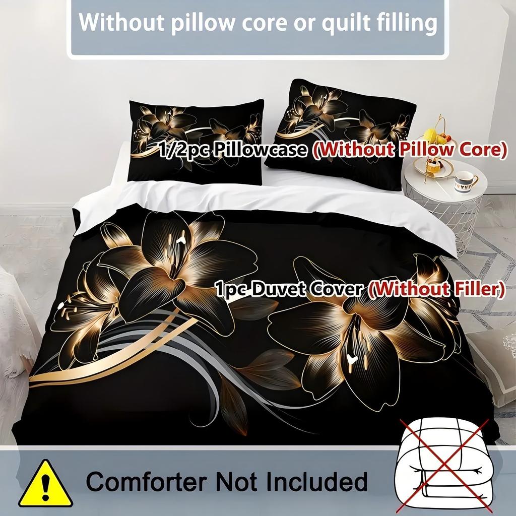 Comforter Golden Floral Pattern 3D Printed Elegant Retro Style Bedding Luxury Home Textiles