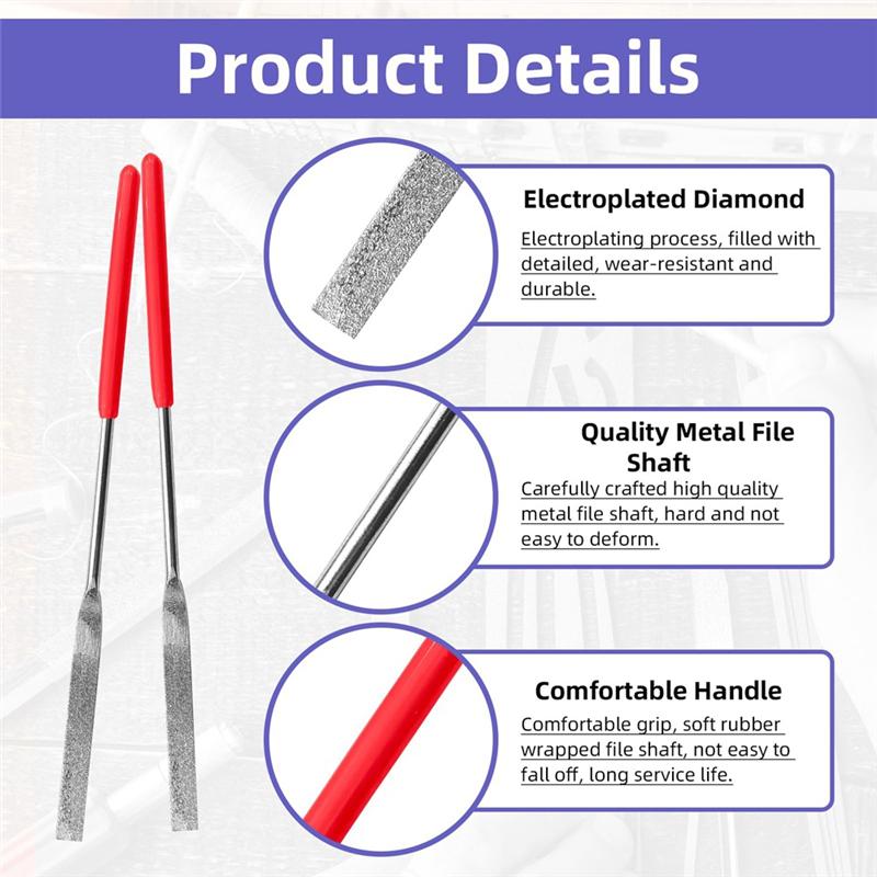 B97A-Mini Diamond File Assorted Set 10-Piece 3X140mm Needle File Precision Tools For Jewelry,Woodworking DIY (as the picture,NONE)