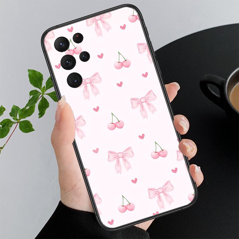 Phone Case For Samsung A17 A55 A16 A56 A35 A15 A53 A54 A33 A34 A25 A05S A52 A52S A07 A26 A06 Cute Pink Heart Bow