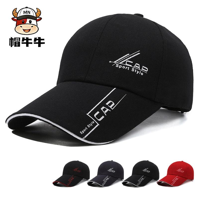 Large Size Long Bill Baseball Cap for Men Spring Summer Face Slimming Deep Hard Top Sun Hat UV Protection Outdoor