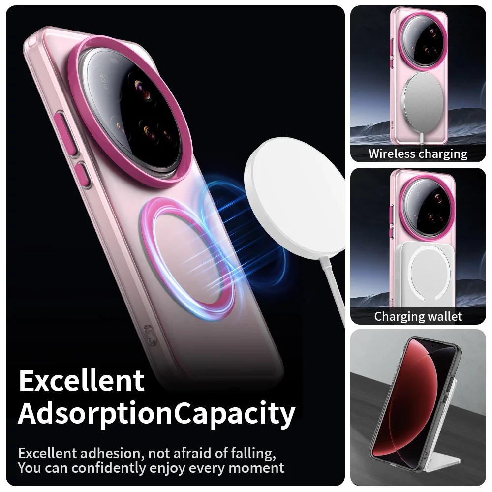 Armour Magnetic Translucent Phone Case for Xiaomi 15 Pro 14 Ultra 14T 14 Civi 4 Pro for Magsafe Colorful Camera Bumper Cover