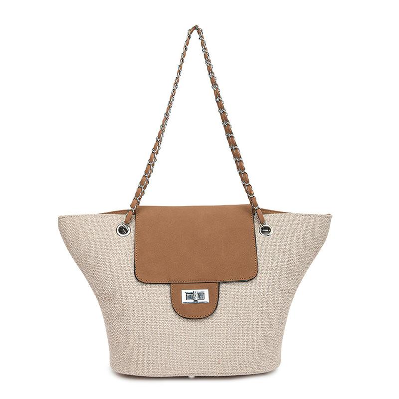 

Сумка-тоут большой вместимости, контрастного цвета, подмышечная сумка, новая модная сумка-корзина для овощей, цепочка, на плечо, тренд хаки