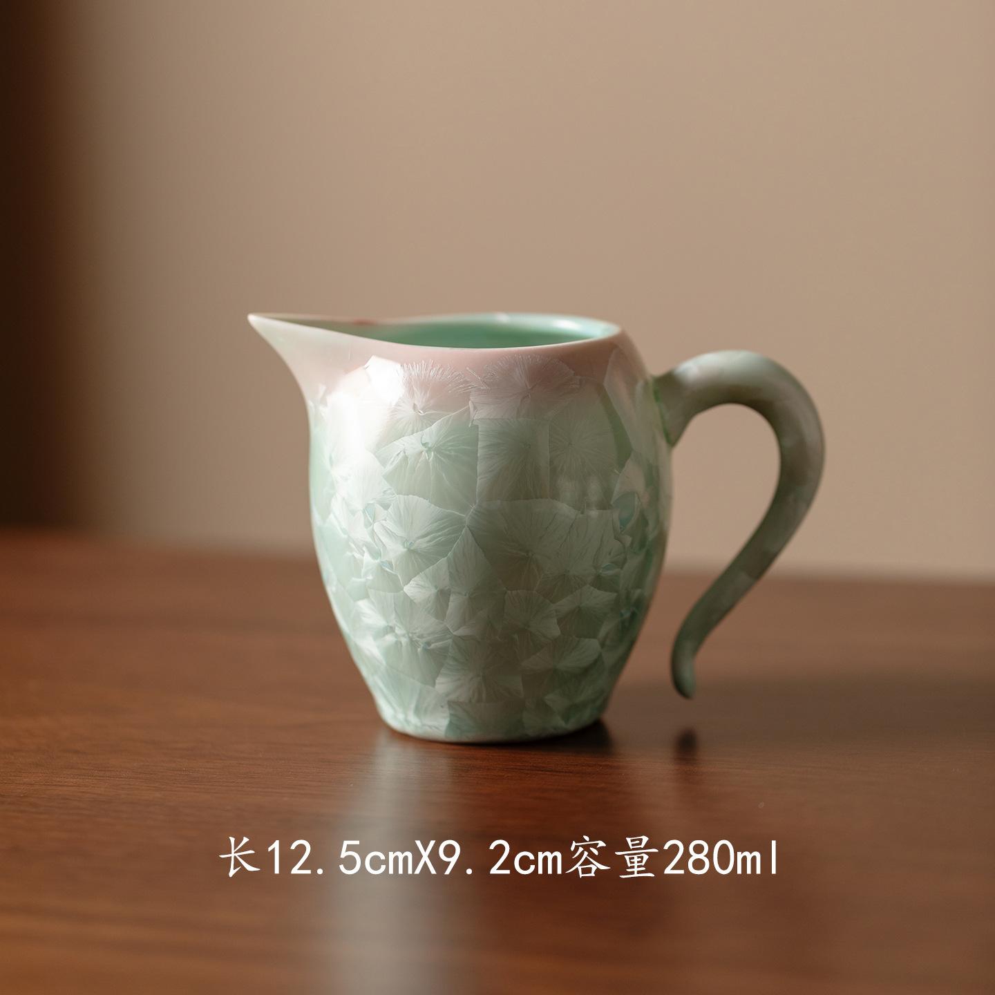 

280ml Crystal Glaze Cyan Pink Tea Pitcher Tea Divider Sharing Pot Cha Hai Dispenser Justice Cup Fair Mug Tableware Accessories