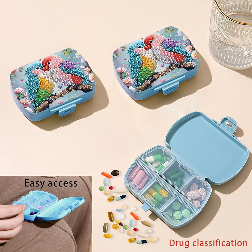 5D DIY Diamond Painting Dot Pill Case Diamond Painting Pill Dispenser Diamond Art Travel Medicine Storage Case for Art Craft