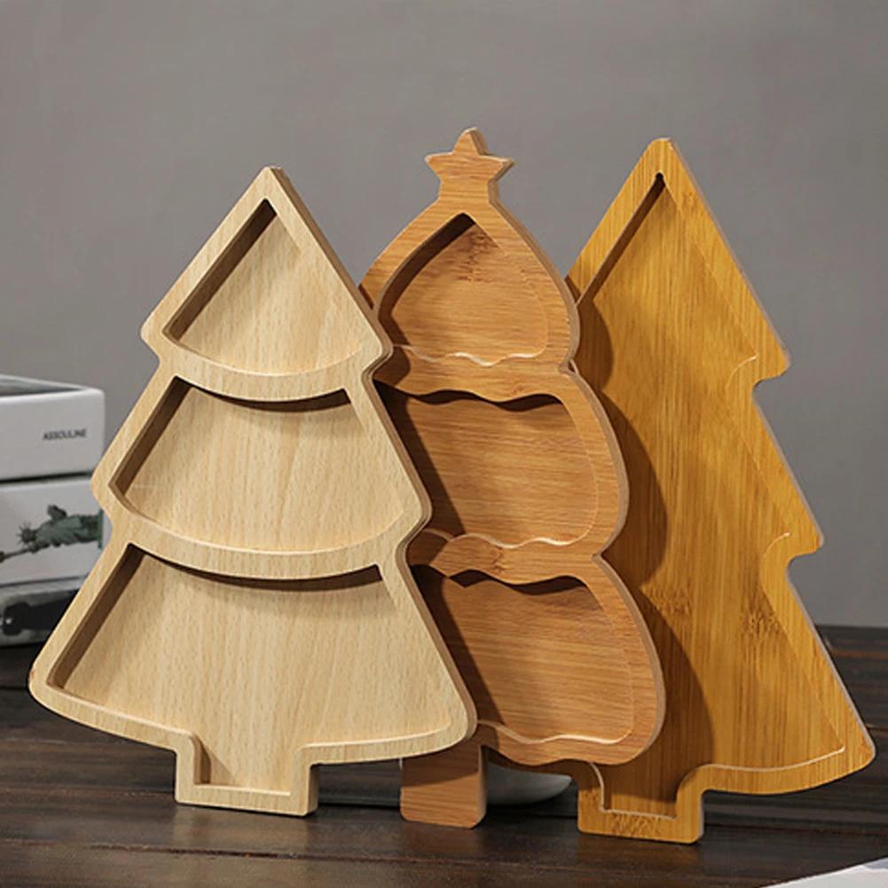 

Wooden Tray Christmas Dish Charcuterie Dessert Board Christmas Tree Tray Plate Appetizer Platter Sushi Dish Christmas Decoration 1PC