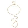 Fashion Summer Beach Wind Alloy Pearl Finger Gold Ladies Anklet