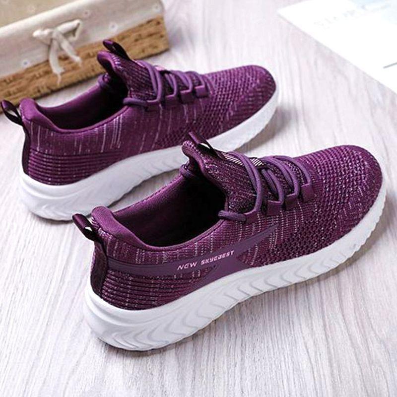 2024 spring and autumn new flat-bottomed fly-woven mesh sports shoes women's casual soft-soled lightweight running women's shoes
