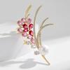 Korean Version Of The New Color Zircon Wheat Ear Brooch High-End Fashion Light Luxury Garnet Red Bouquet Corsage Suit Accessories