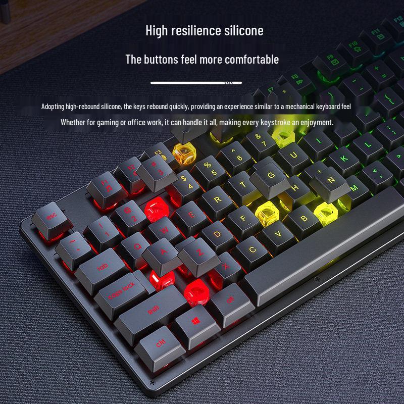 AULA Tarantula Wired Silent Keyboard: Mechanical Feel & Cool Lighting for Office/Desktop