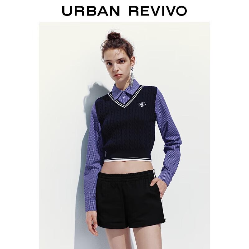 

UR 2025 Women s Collegiate Faux Two-Piece Plaid Knit Sweater XL