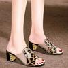 Fashion 2025 Women's Slippers Peep Toe High Heels Summer New Wear Square Heel Women Shoes Fashion Slippers Lady Shoes Footwear