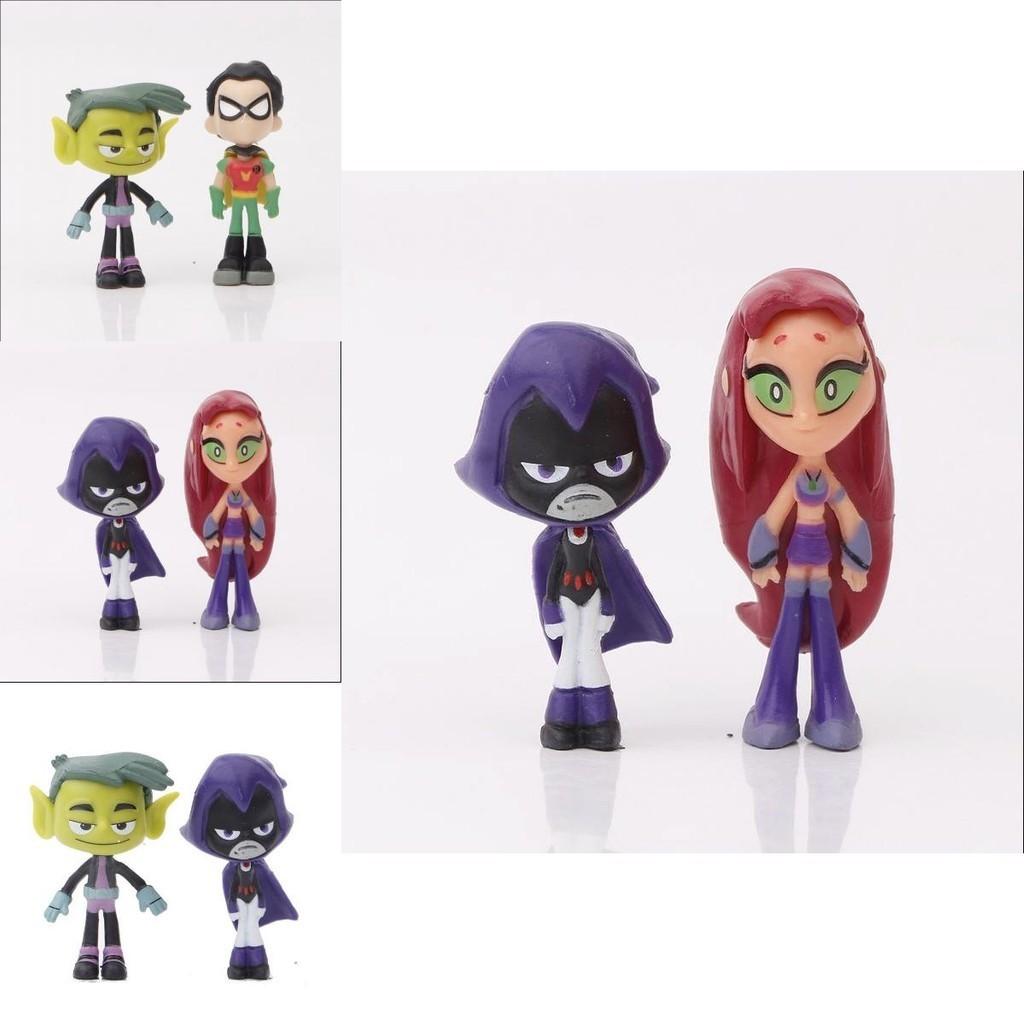 Adorable Teen Titans Go Figure Set Featuring Robin Raven Beast Boy And Starfire