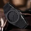 4PC Plastic Case Men's Watch Set Business Trend Black Round Dial Quartz Watch Bracelet Necklace Ring Set Perfect Gift