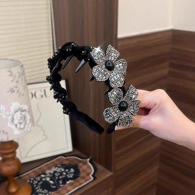 Elegant Diamond Hair Clip  Three-Dimensional Flower Headband Handmade Sparkling Hair Hoop Lady Hair Accessories