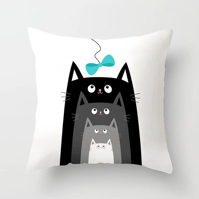 Abstract Black Cat Pattern Pillowcase Office Living Room Home Pillowcase Car Ornaments