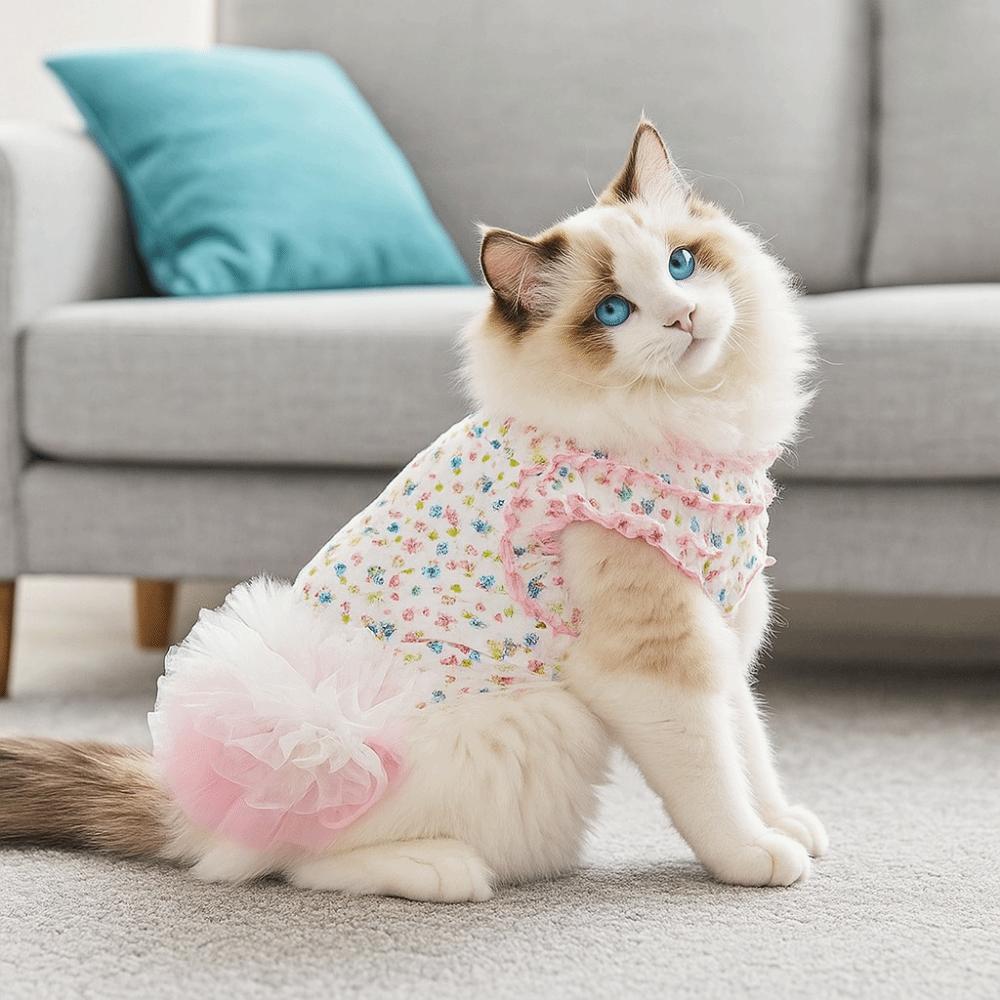 Modna Urocza Szczeniaczka Kwiatowa Kamizelka Oddychający Cienki Design Kot Ciasto Spódnica Miękka Sukienka Księżniczki dla Zwierzaka Impreza Zwierzaka