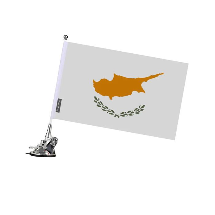 Drapeau - Non spécifié - Chypre - 27 x 35 cm - Mât en acier inoxydable - Impression recto/verso