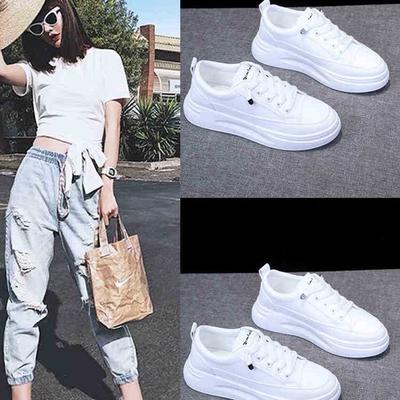 2025 Spring Little White Shoes New Korean Version Ins Female Students Platform Heightening Sports Board Shoes Casual Shoes Street Shot D08