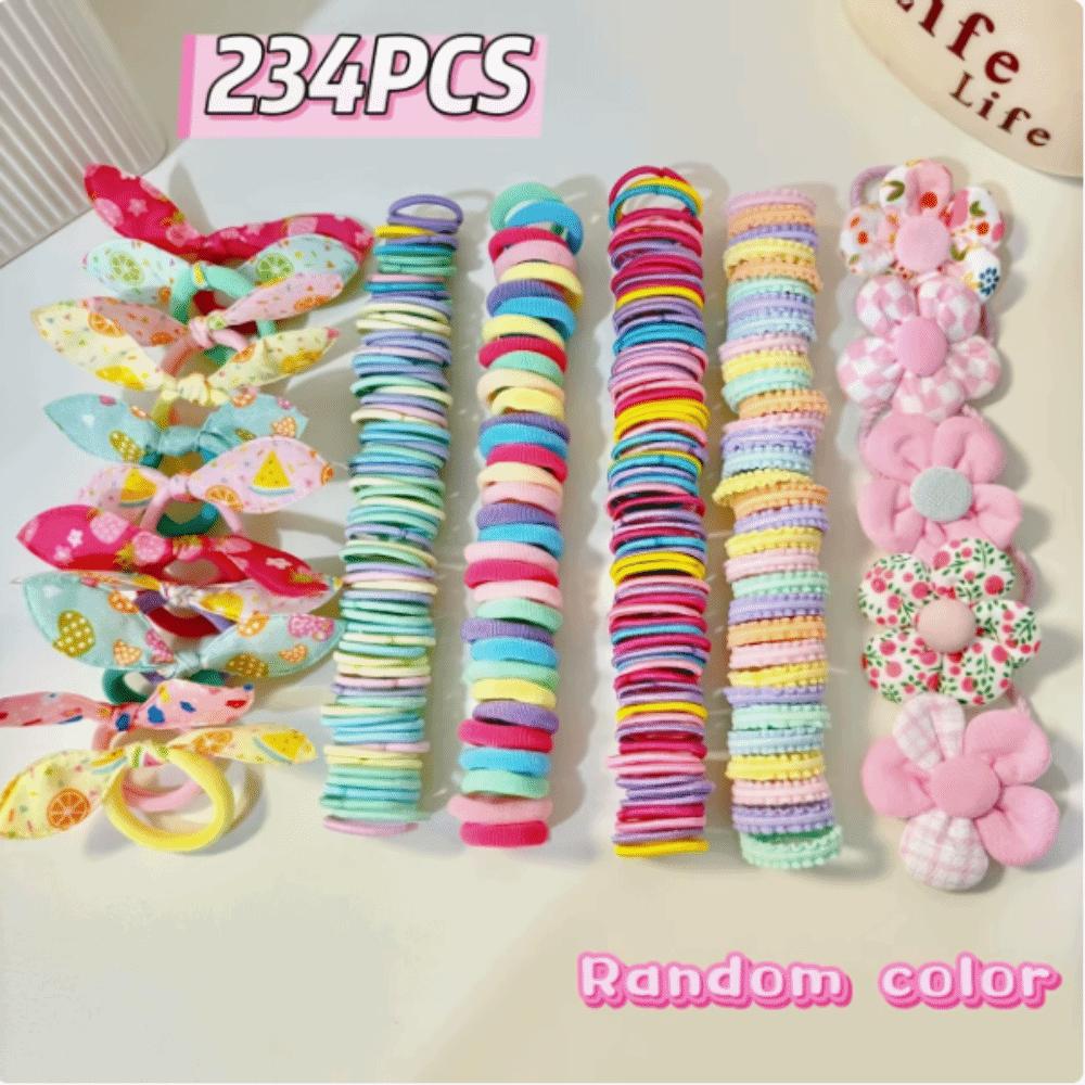 234/287/718/974pcs Elastic Rubber Butterfly Hairpins Flowers Style Kids Hair Ties Kit  Gift Giving