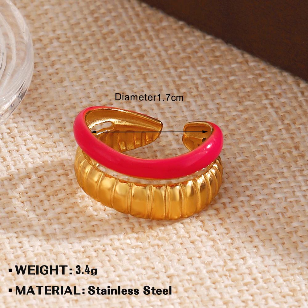 Stainless Steel Geometric Flower Color Ring Female,Fashionable, Trendy, Personalized, Hip-hop, Oil Drop Ring Accessories, Gifts