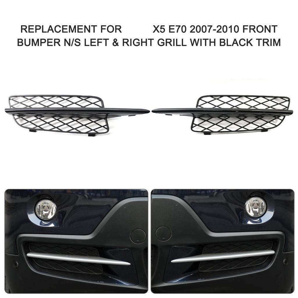Replacement for BMW X5 E70 2007 2010 Front Bumper N S Left & Right Grill With Black Trim