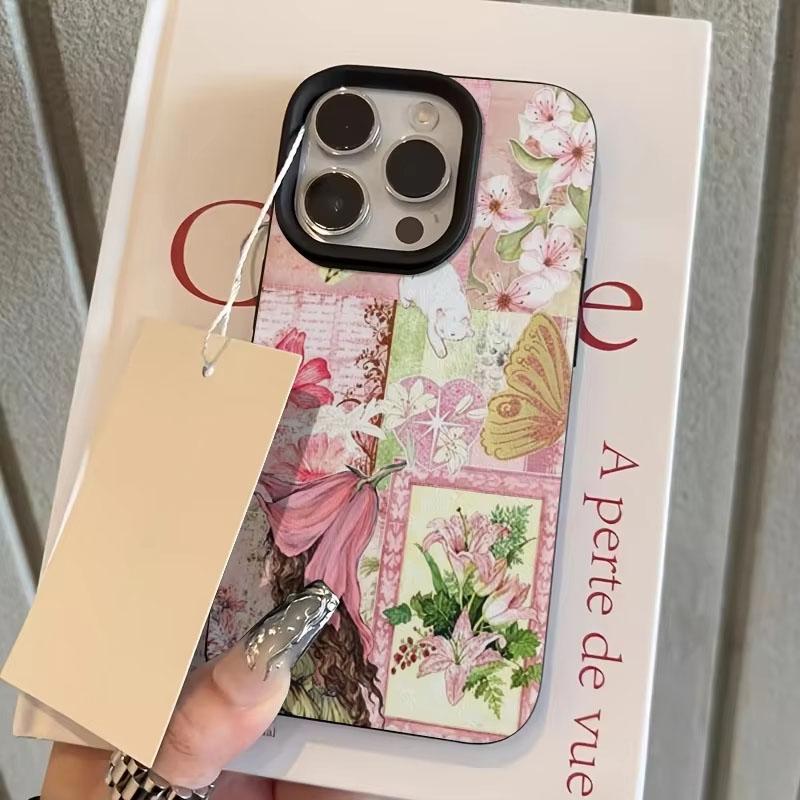 

Retro Floral Girl Wallpaper Pattern Phone Case For iPhone 17 16 11 12 13 14 15 Pro Max XS XR X 8 7 Plus 17E Shockproof TPU Cover iPhone XR