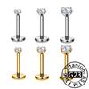 G23 Titanium Labret Lip Piercing Stud Internally Threaded Clear Zircon Ear Stud Helix Cartilage Tragus Body Piercing Jewelry