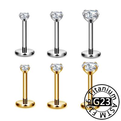 G23 Titan Labret Lippenpiercing Stecker Innen Gewinde Klar Zirkon Ohrstecker Helix Knorpel Tragus Körperpiercing Schmuck
