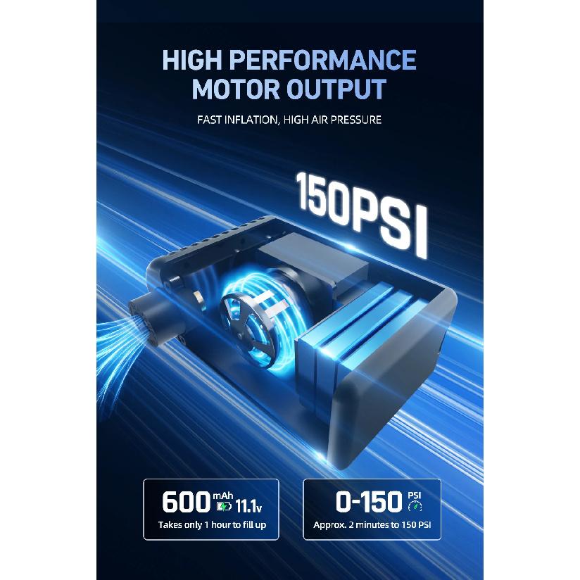 CYCLAMI A2 MAX 150 PSI Mini Electric Pump Portable Bicycle Cordless Air Inflator Presta Schrader Valve Cycling MTB Road Bike