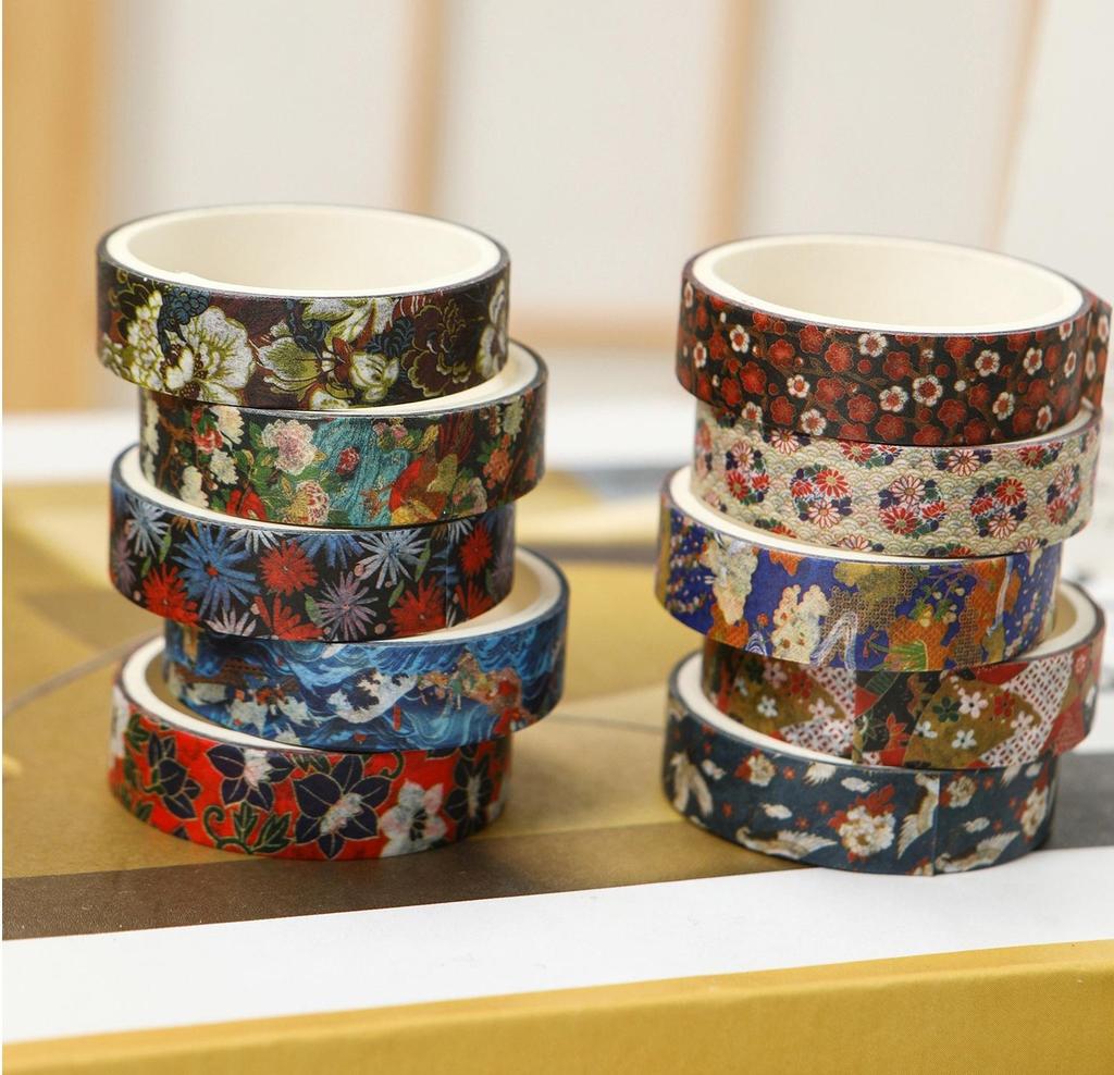 10 Rollen Kyoto Ukiyo-e Washi Tape Set Japanische Traditionelle Kunst Retro Welle Floralmuster Masking Tape für Tagebuch Album