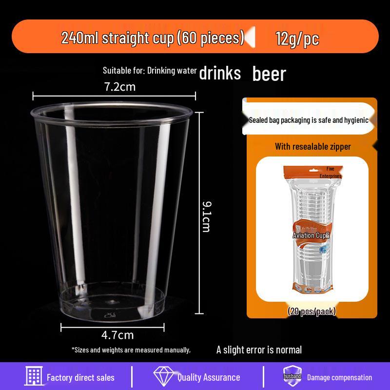 Disposable Transparent Food-Grade Plastic Cups, Thickened for Household & Reception Use
