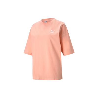 Classics Small Logo Casual Round Neck Short Sleeve Drop Shoulder T-Shirt Women T-Shirts Apricot-Red 531388-26