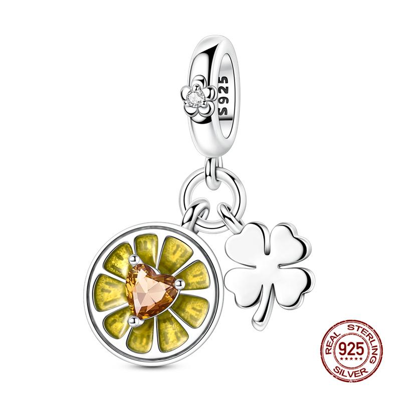 Original Charm Copper Fruit Four-Leaf Clover Series Charm Bead Fit 3Mm Original Bracelet For Women Diy Jewelry Gift