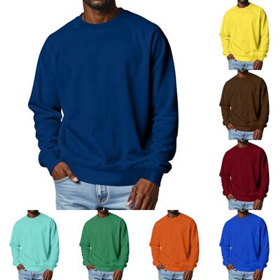 Erkek Bisiklet Yaka Raglan Kollu Polar Astarlı Kalın Düz Renk Sweatshirt