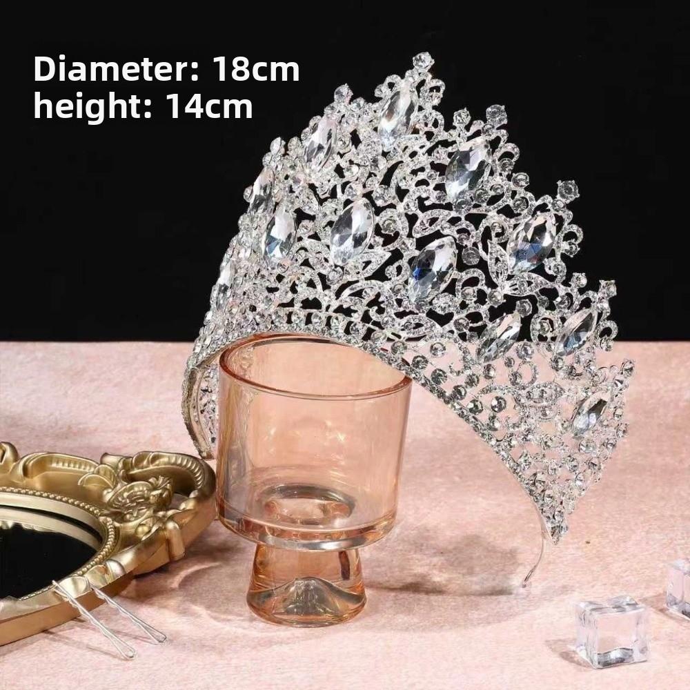 Koreanischer Stil Metall Prinzenkronen Bar Mitzwa Krone Runde Tiaras Retro Barock Kristallkrone Königin