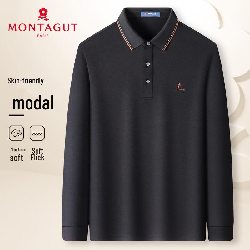 MONTAGUT Men s Autumn Modal Blend Long Sleeve Polo Shirt 54