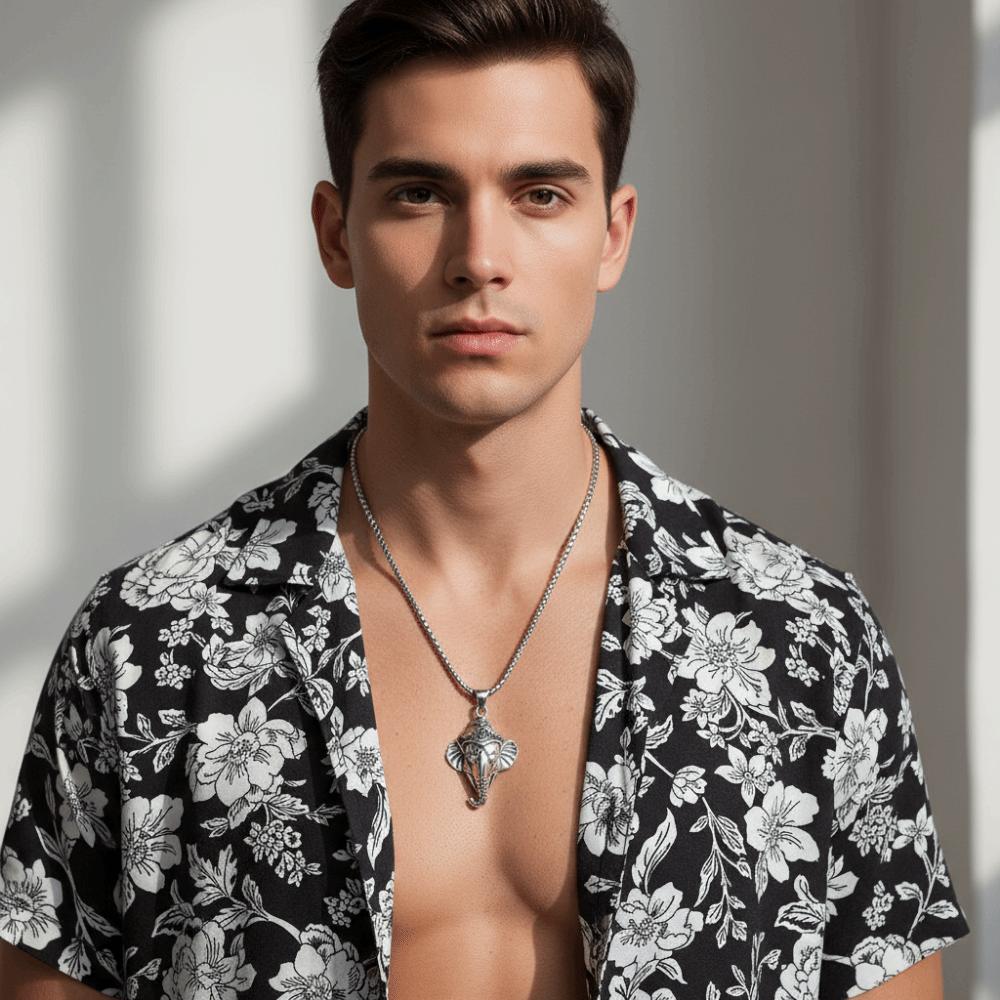 Elephant Head Pendant with Chain Rock Sweater Necklace Hip Hop Collarbone Necklace  Daily Wear