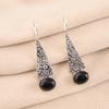 Natural Black Tourmaline 925 Sterling Silver Jewelry Handmade Earrings 1.9" EE-165-30
