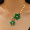 Elegant Alloy Flower Pendant Necklace and Earrings Set for Women - Fashionable, High-End, and Versatile.