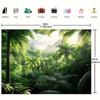 2D Flat Printing Tropical Rainforest Tapestry with Lush Palm Trees, Misty Mountains and Sunlight
