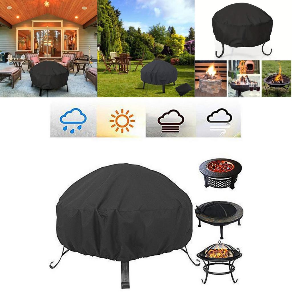 Premium Oxford Fabric Round Fire Pit Cover Weatherproof Dustproof Uv Resistant