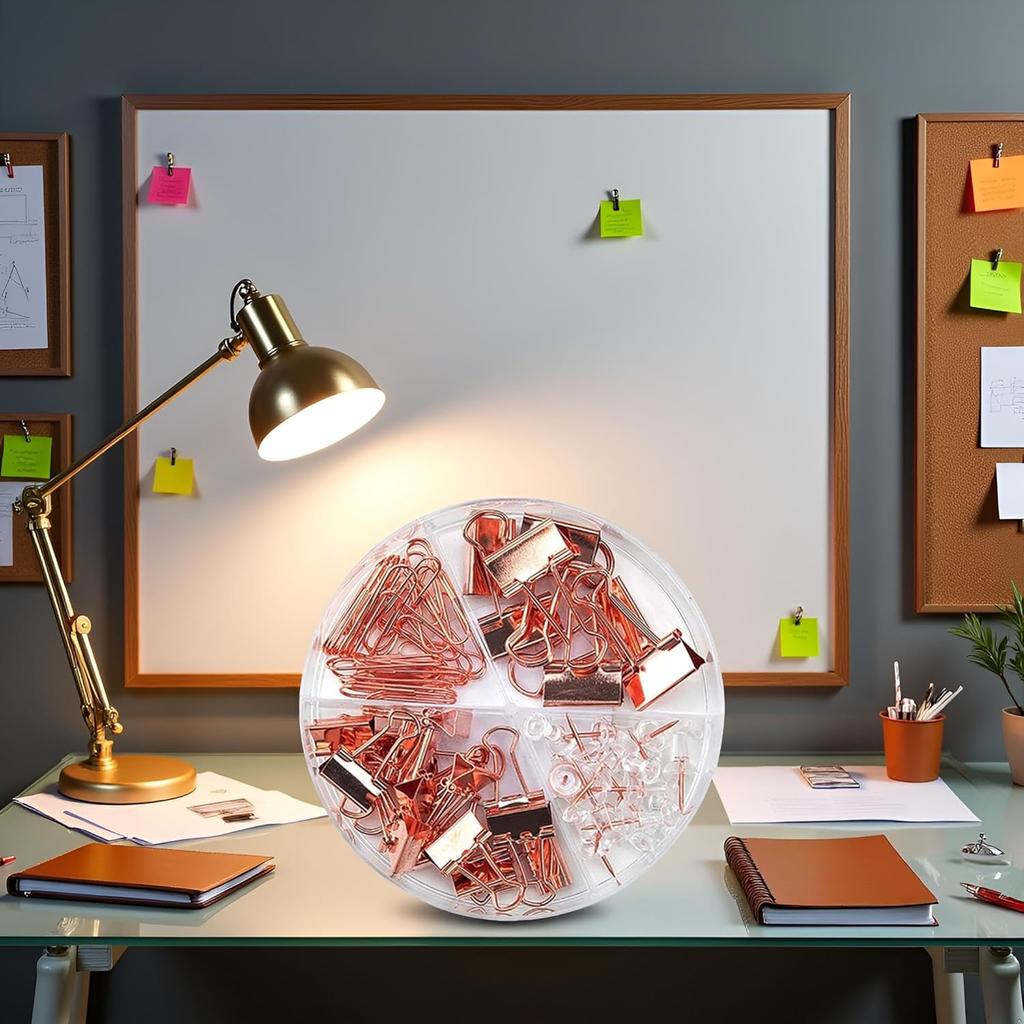 72 Pcs Gold Push P Paper Clips Binder Clips Tacks,4 Styles Office Supplies Set with Box for Office School Home Office Binder Supplies