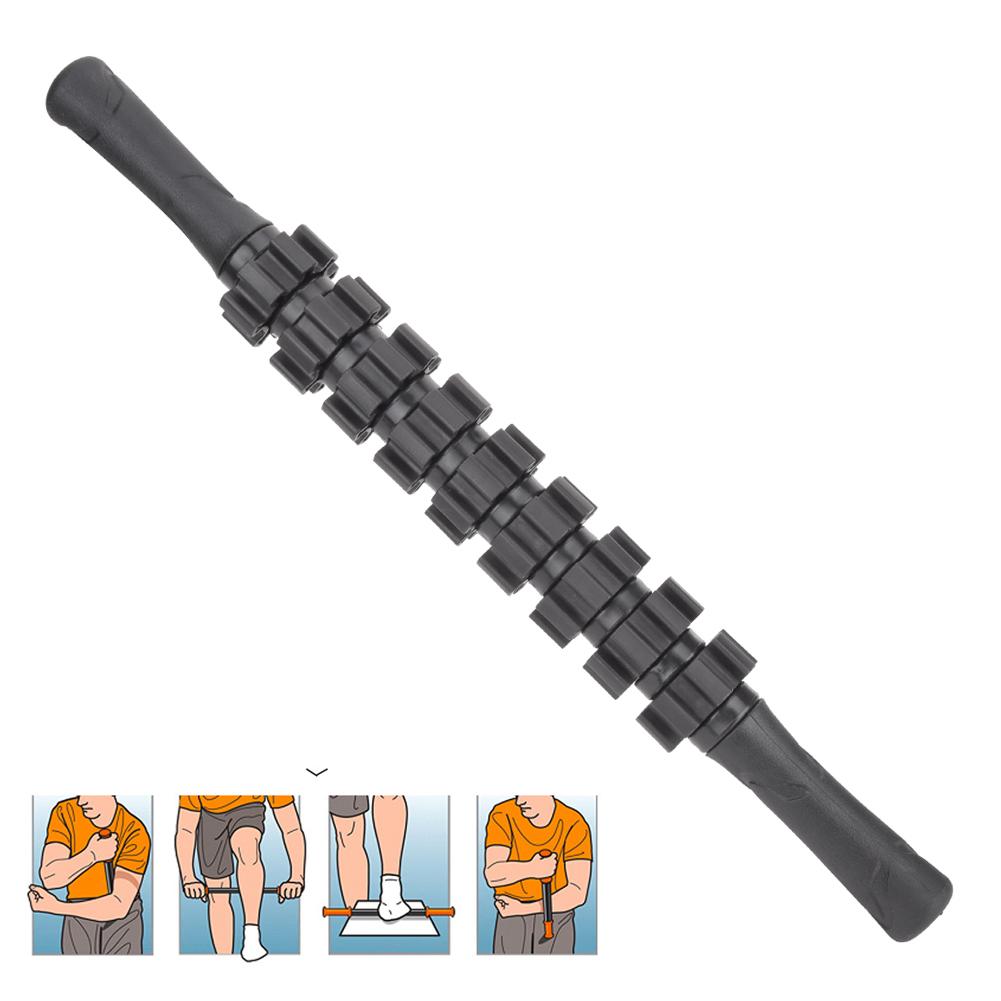 9 Gear Sports Massage Roller Stick Yoga Fitness Muscle Relax Workout Exercise Equipment Black