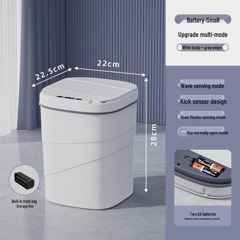 2026 Smart Sensor Trash Can: 14L with Blue Light Night Light, Press Ring Flip Lid & Spiral Pattern.