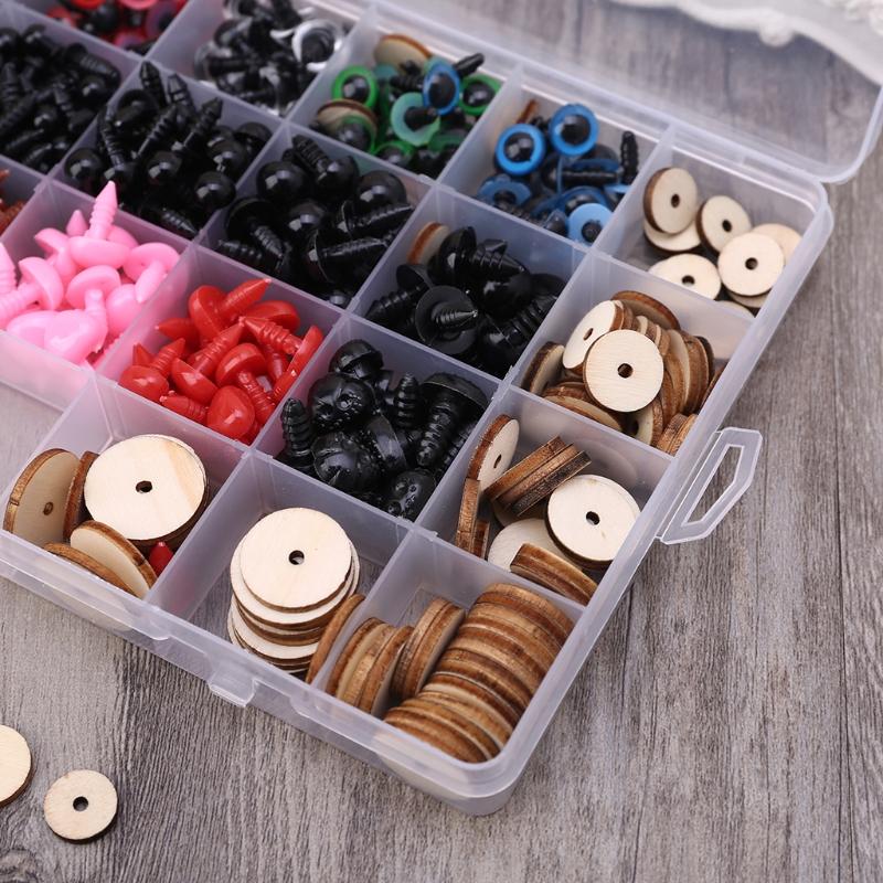 Doll Eyeballs Noses and Rotatable Wooden Joints Half Round Plastic Eyes for DIY Doll Bear Crafts Halloween 748pc