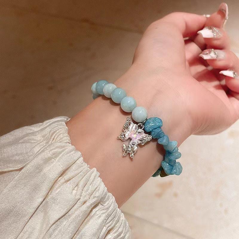 Butterfly Blue Delicate Bracelet For Women Sweet Style Beaded Friendship Jewelry