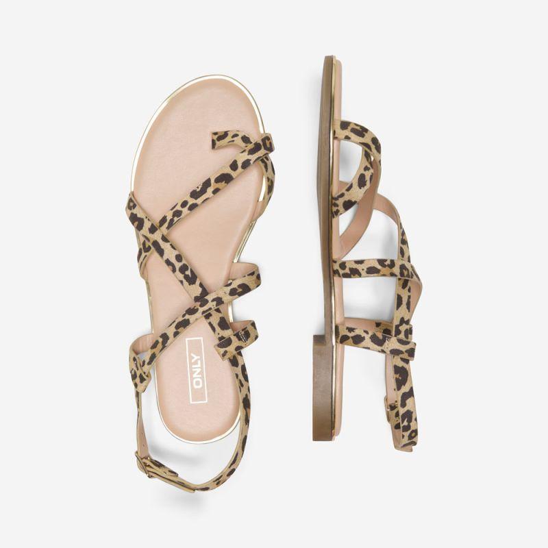 

Women s ONLY leopard print mari sandals with buckle 36 коричневый