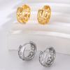 Fashion versatile plain circle new ins style irregular hollow printing design personalized trend earrings ear buckle