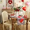 GEEORY Valentine's Day Table Runner 13 x 72 Inch, Red Hearts Polka Dots Decorative Farmhouse Table Decoration for Kitchen Dinning, Indoor Outdoor
